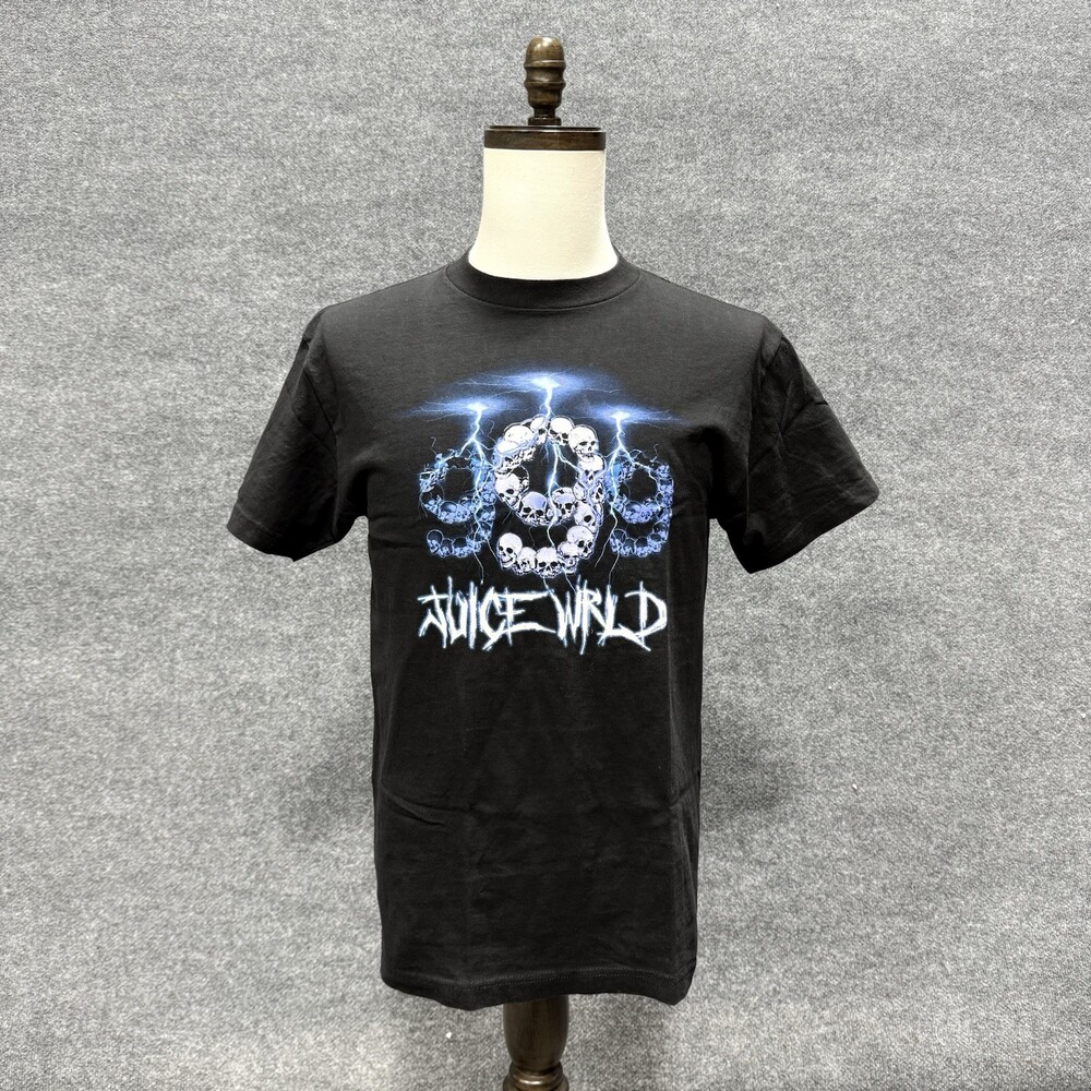 Juice WRLD 999 Club Skull Lightning Black Graphic T Shirt Size M Rap Hip Hop